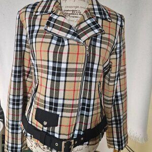 Moto Jacket - "burberry colours" plaid, wool